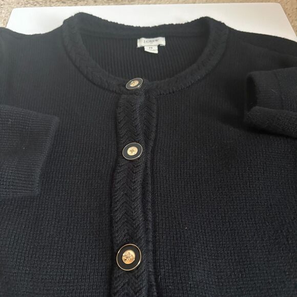 J.Crew Emilie Sweater Lady Jacket in Black Cotton Knit Cardigan M - Picture 4 of 5